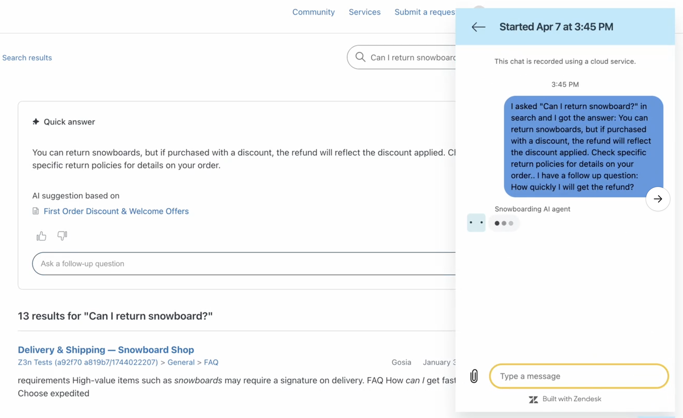 生成AI検索による検索クエリへのAI生成回答の提供 – Zendeskヘルプ